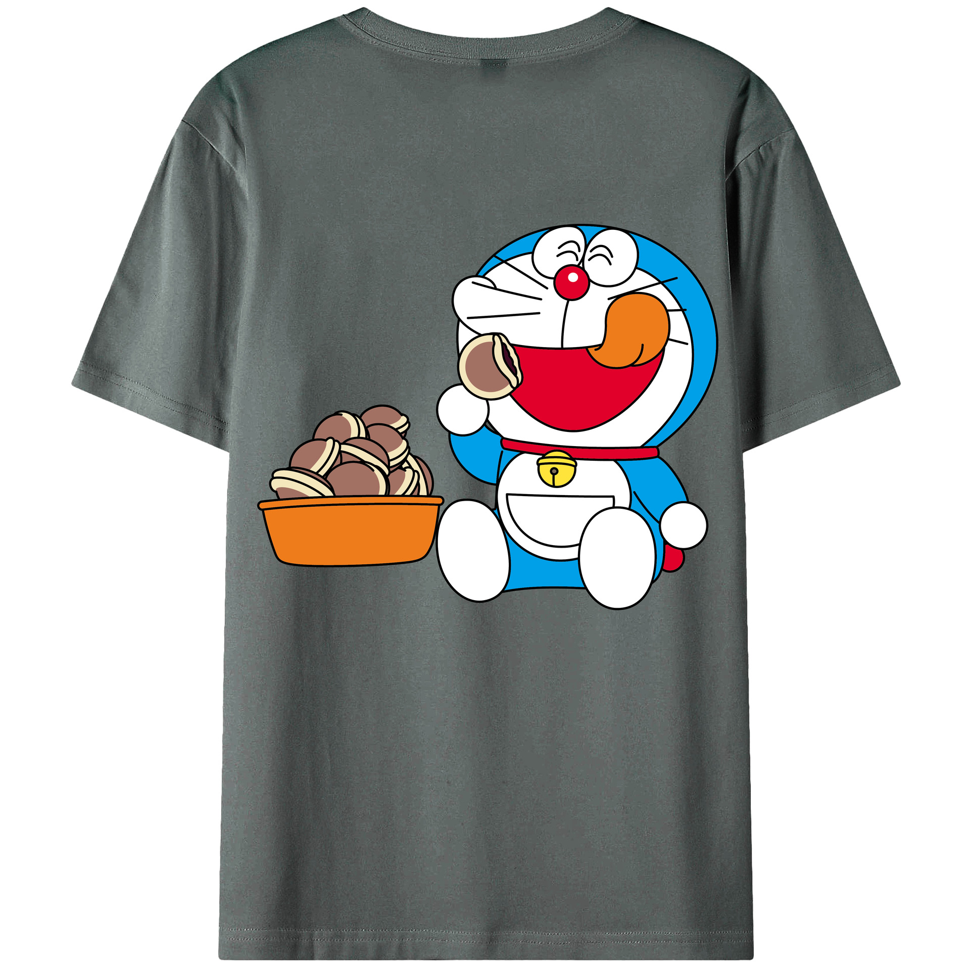 （画像用） ドラえもん Doraemon 綿100％ メンズ半袖Tシャツ（バックプリント） 通気性